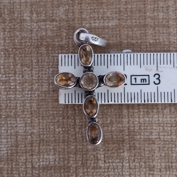 Sterling Silver Garnet and Sterling Silver Citrine Cross Pendants Set of 2 - Picture 12 of 13